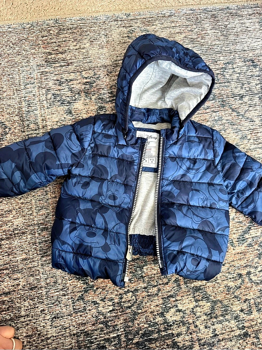 baby GAP Disney Mickey Mouse Baby Blue Puffer Jacket Size 6-12 Months Like New